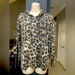 For the Republic- Leopard Print Fleece Hoodie (M)